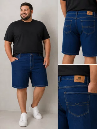 Bermuda Jeans Masculina Plus Size Newfriend Azul