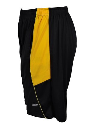 Bermuda Masculina Adulta Com Detalhe Na Lateral BDM 109 Blue Tech Preto E Amarelo