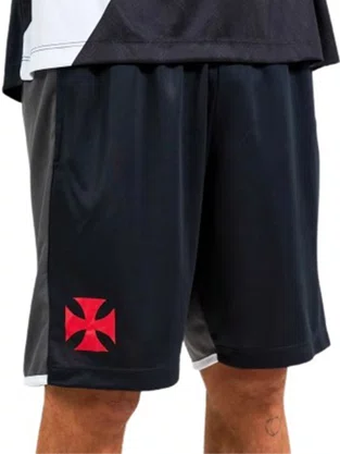 Bermuda Masculina Adulto do Vasco Teia 200733602 Braziline Preto e Cinza