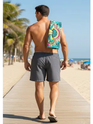 Bermuda Masculina De Tactel Bolsos Com Zíper 560826 Mormaii Chumbo
