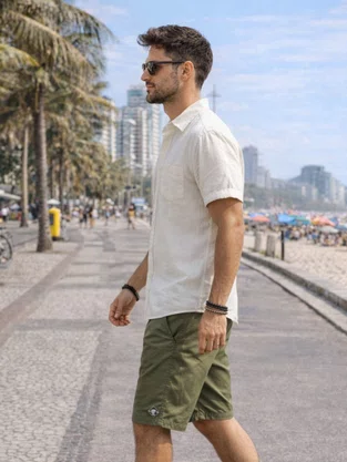 Bermuda Masculina De Tactel Lisa 125216200 Over Verde