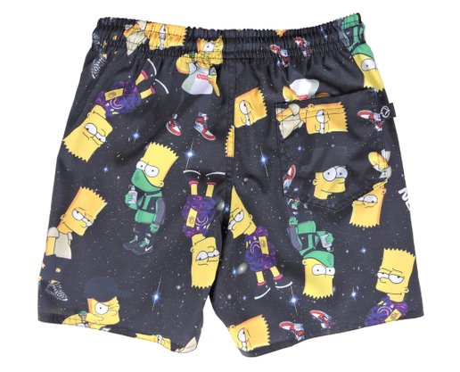 Bermuda Tactel Juvenil Masculino Estampa Bart Simpsons 31572 Vanton Preto