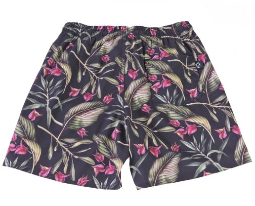 Bermuda Tactel Masculina Juvenil Estampada Flores 31573 Vanton Preto