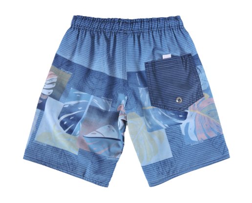 Bermuda Tactel  Masculina Juvenil  Estampada Folhas 38.04.0010 Gangster Azul