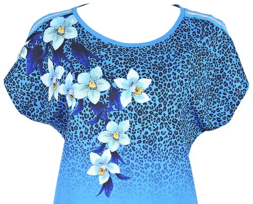Blusa Feminina Adulto Manga Curta Estampa Flores 1000074947 Malwee Azul