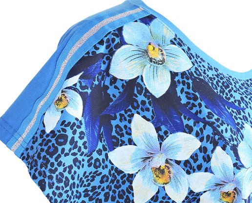Blusa Feminina Adulto Manga Curta Estampa Flores 1000074947 Malwee Azul