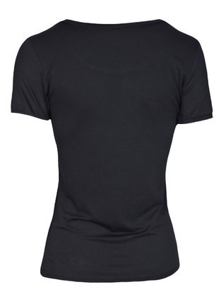 Blusa Baby Look Manga Curta Feminina Adulto V0013 Vila Flor Preto