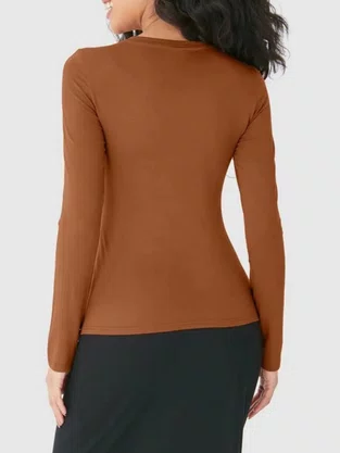 Blusa  Basica Manga Longa Feminina 1000078695 Malwee Marrom