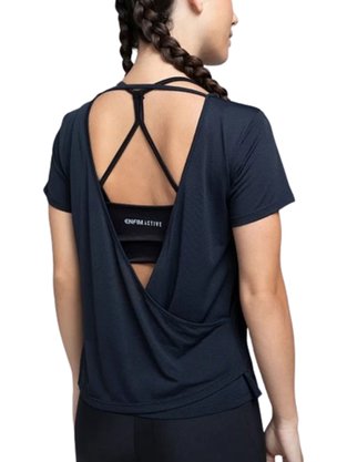 Blusa Em Nylon Dry Feminina Adulto Detalhe Costas Transpassada 1000109796 Enfim Preto