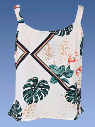 Blusa Feminina Adulto Alça Estampa Folhagem 1000074960 Malwee Creme