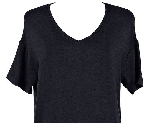 Blusa Feminina Adulto Manga Curta Casual Gola V 4E53 Hering Preto