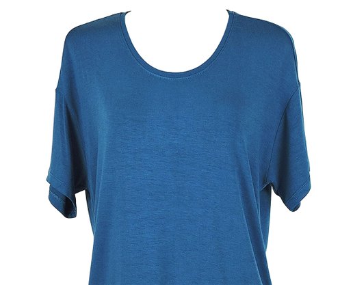 Blusa Feminina Adulto Manga Curta Casual Lisa 4E52 Hering Azul Escuro