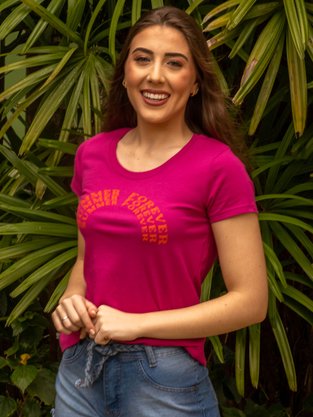 Blusa Feminina Adulto Manga Curta Decote Recondo Estampa Frase Fim De Tarde 4ENK Hering Rosa