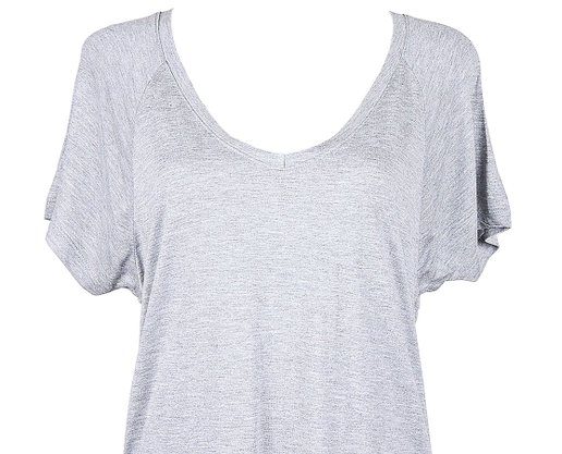 Blusa Feminina Adulto Manga Curta Decote V Básica 4DYX Hering Cinza
