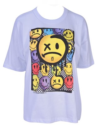 Blusa Feminina Adulto Manga Curta Estampa Emojis Colors 123222004 Over Branco