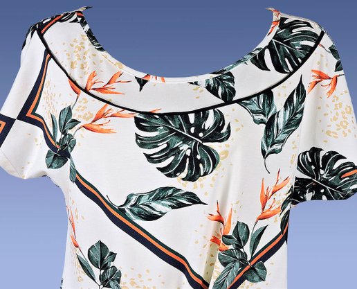 Blusa Feminina Adulto Manga Curta Estampa Folhas Detalhe Amarrar 1000074964 Malwee Creme