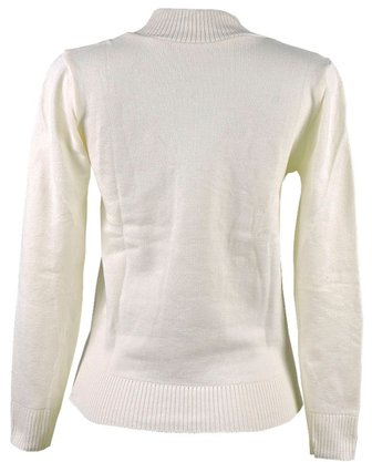 Blusa Feminina Adulto Manga Longa Decote V Lisa Logan Creme