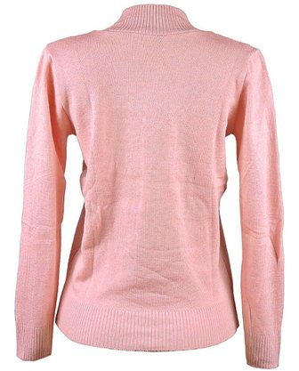 Blusa Feminina Adulto Manga Longa Decote V Lisa Logan Rosa
