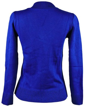 Blusa Feminina Adulto Manga Longa Decote V Lisa Logan Royal