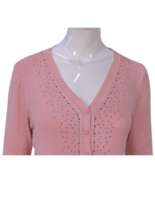 Blusa Feminina Adulto Manga Longa  Detalhe Strass 1663 C&V Collection Rose