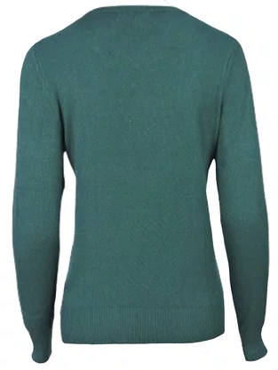 Blusa Feminina Adulto Manga Longa Linha Detalhe Strass e Pérola C&V Collection 1655 Verde