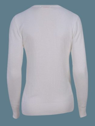 Blusa Feminina Adulto Manga Longa Linha Lisa Com Botão C&V Collection 1662 Off White