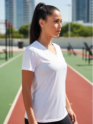 Blusa Manga Curta Aero Dry Feminina 70332 Estilo Do Corpo Branco