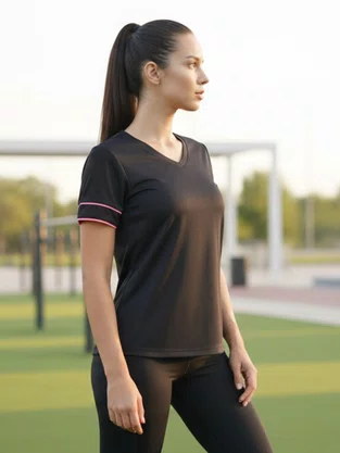 Blusa Manga Curta Aero Dry Feminina 70332 Estilo Do Corpo Preto