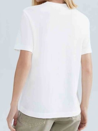 Blusa Manga Curta Estonada Feminina Adulto 4H1N Hering Off  White