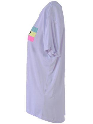Blusa Manga Curta Feminina Adulto Over 8814 Paty Gloss Branco