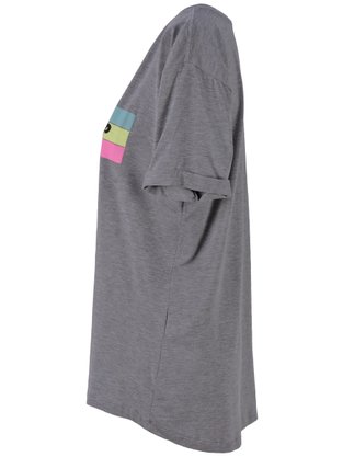 Blusa Manga Curta Feminina Adulto Over 8814 Paty Gloss Mescla