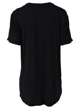Blusa Manga Curta Feminina Adulto Over  8814 Paty Gloss Preto