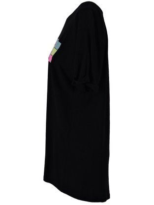 Blusa Manga Curta Feminina Adulto Over  8814 Paty Gloss Preto