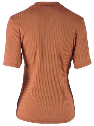 Blusa Manga Curta Feminina Adulto Lisa Gola Alta V561M Vila Flor Cappuccino