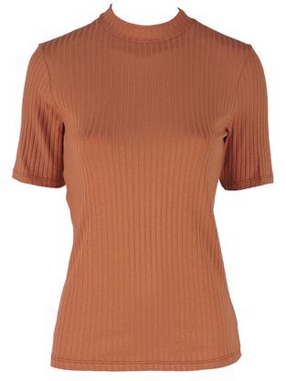 Blusa Manga Curta Feminina Adulto Lisa Gola Alta V561M Vila Flor Cappuccino