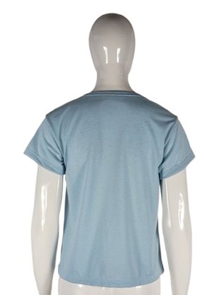 Blusa Manga Curta Feminina Adulto Mesclada Com Decote em V 530001 Vanton Azul
