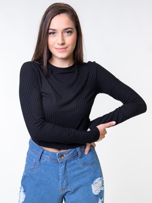 Blusa Manga Longa Feminina Adulto 00086 Lunender Preto