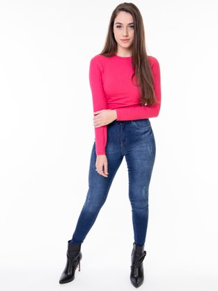 Blusa Manga Longa Feminina Adulta Canelada E Lisa 00086 Lunender Rosa Moreno