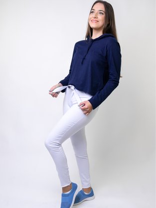 Blusa Manga Longa Feminina Adulto Com Capuz V529M Vila Flor Marinho