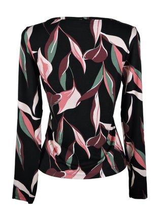 Blusa Manga Longa Feminina Adulta Estampada E Lisa V495M Vila Flor Preto E Vinho