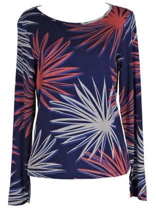 Blusa Manga Longa Feminina Adulto Estampada V495M Vila Flor Marinho