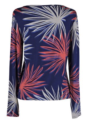 Blusa Manga Longa Feminina Adulto Estampada V495M Vila Flor Marinho