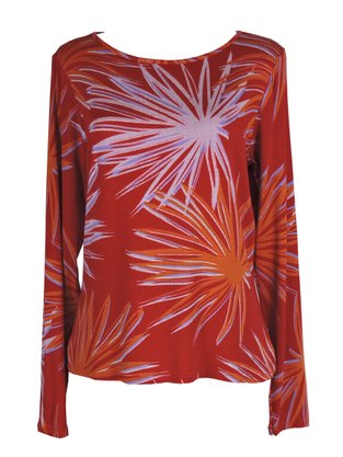 Blusa Manga Longa Feminina Adulto Estampada V495M Vila Flor Vermelho