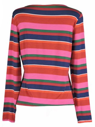 Blusa Manga Longa Feminina Adulto Estampada V495M Vila Flor Vermelho, Rosa E Azul