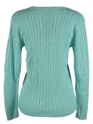 Blusa Manga Longa Tranna Feminina Adulta Com Detalhe Trançado BE126 Logan Verde Água
