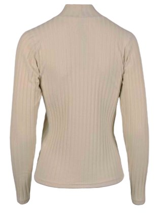 Blusa Canelada Feminina Adulto Gola Alta 7607 Paty Gloss Areia
