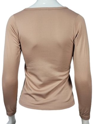 Blusa Térmica Feminina Decote Redondo Ellegante Bege