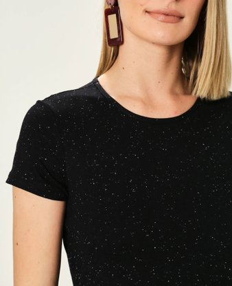 Blusa Viscose Flamê Feminina Adulto Manga Curta 1000040411 Malwee Preto
