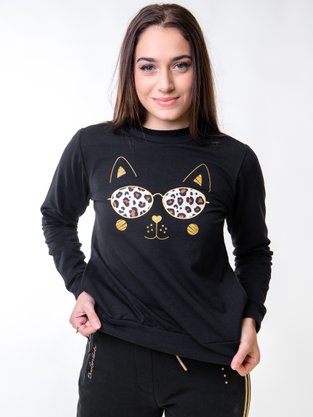 Blusão De Molecotton Feminino Adulto Cat 6844 Tookas Preto