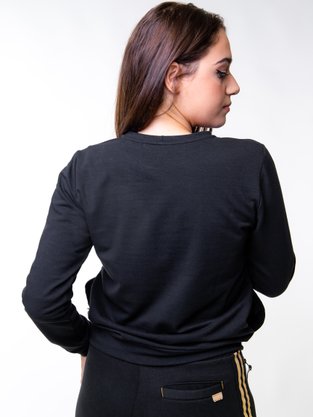 Blusão De Molecotton Feminino Adulto Cat 6844 Tookas Preto